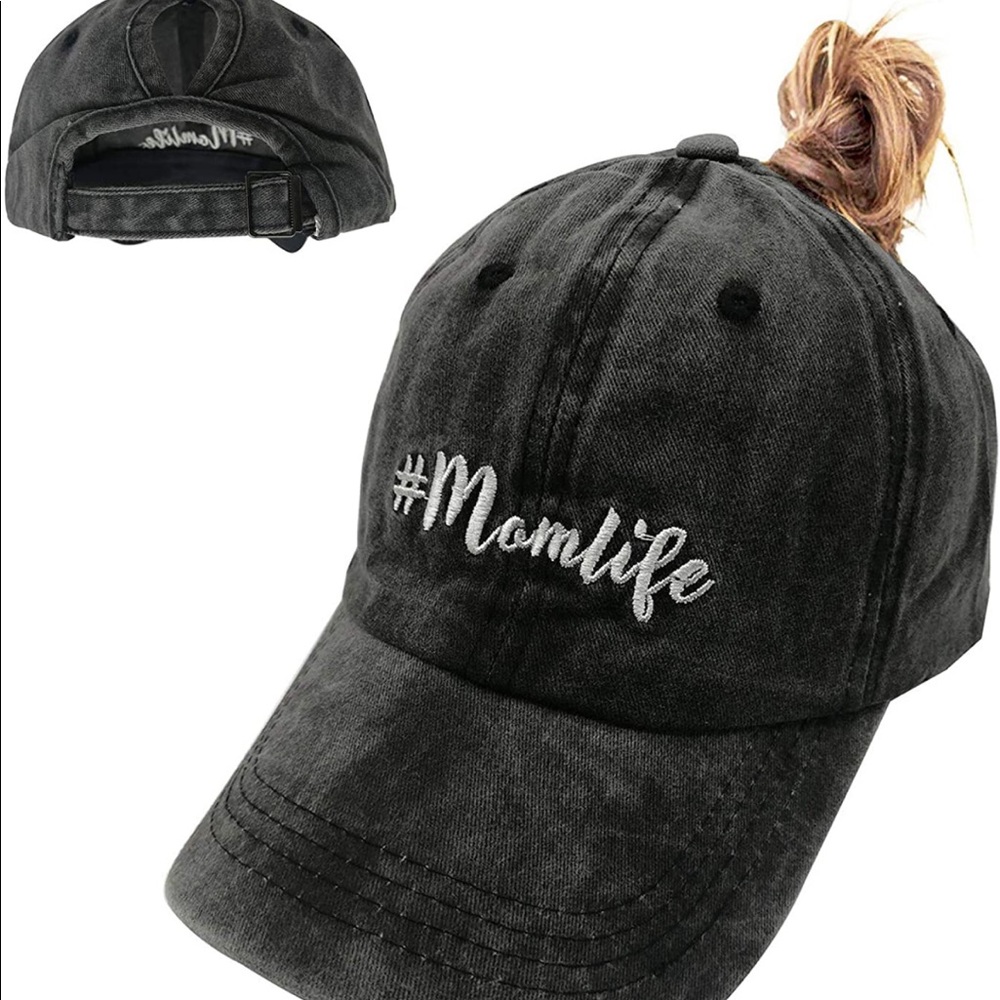 Mom life hat with pony tail hole